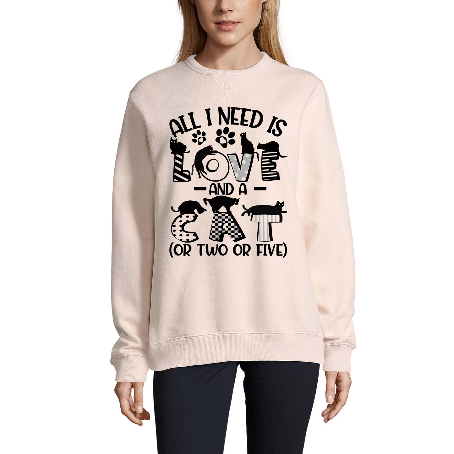 ULTRABASIC Women's Sweatshirt All I Need Is Love and a Cat - Funny Kitten Sweater