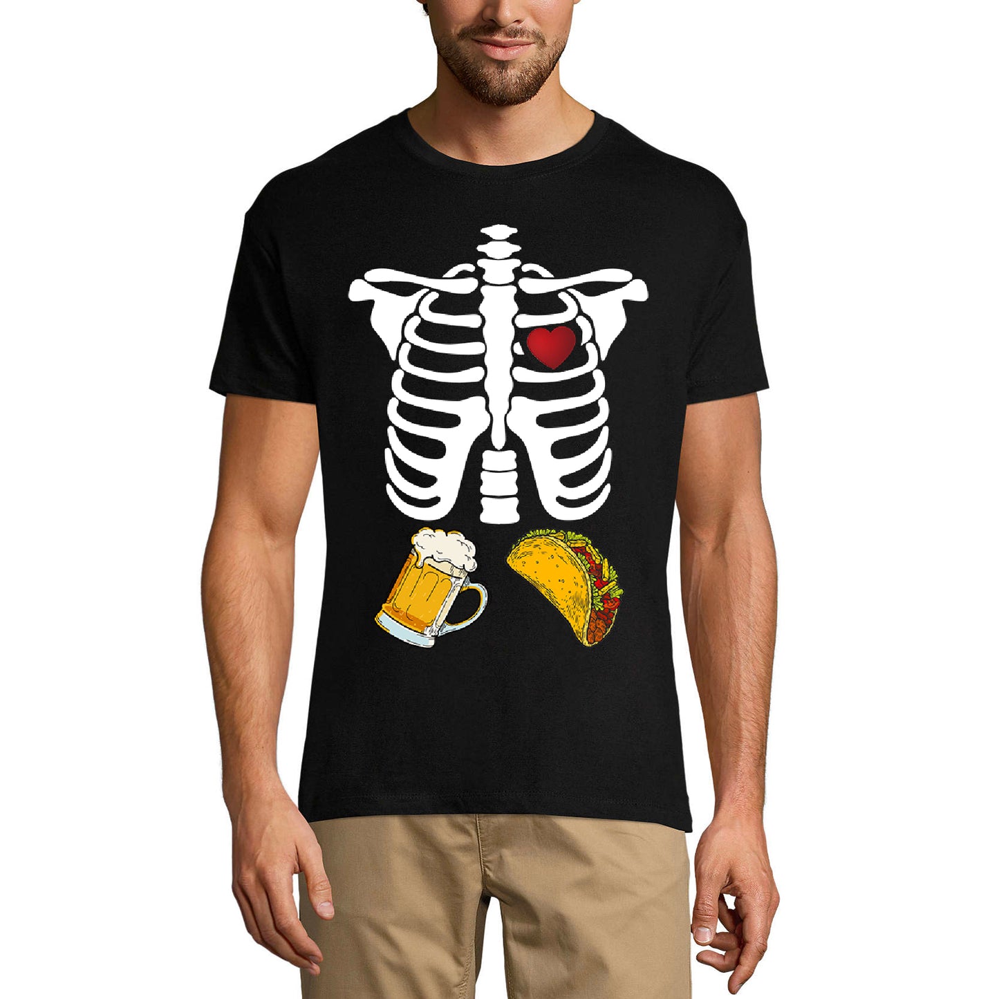 ULTRABASIC Men's T-Shirt Beer Tacos Skeleton - Funny Sarcasm Humor Tee Shirt