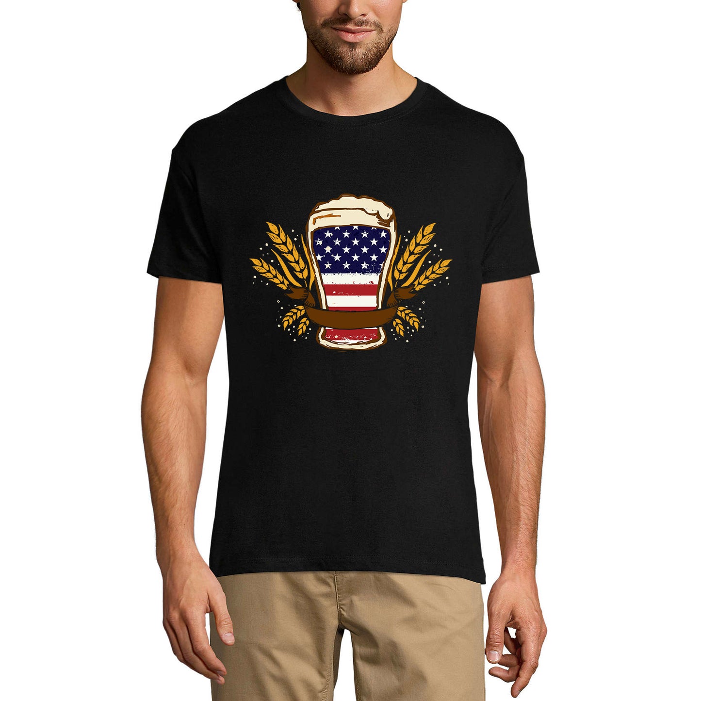 ULTRABASIC Men's T-Shirt Beer American Flag - Funny Beer Lover Tee Shirt