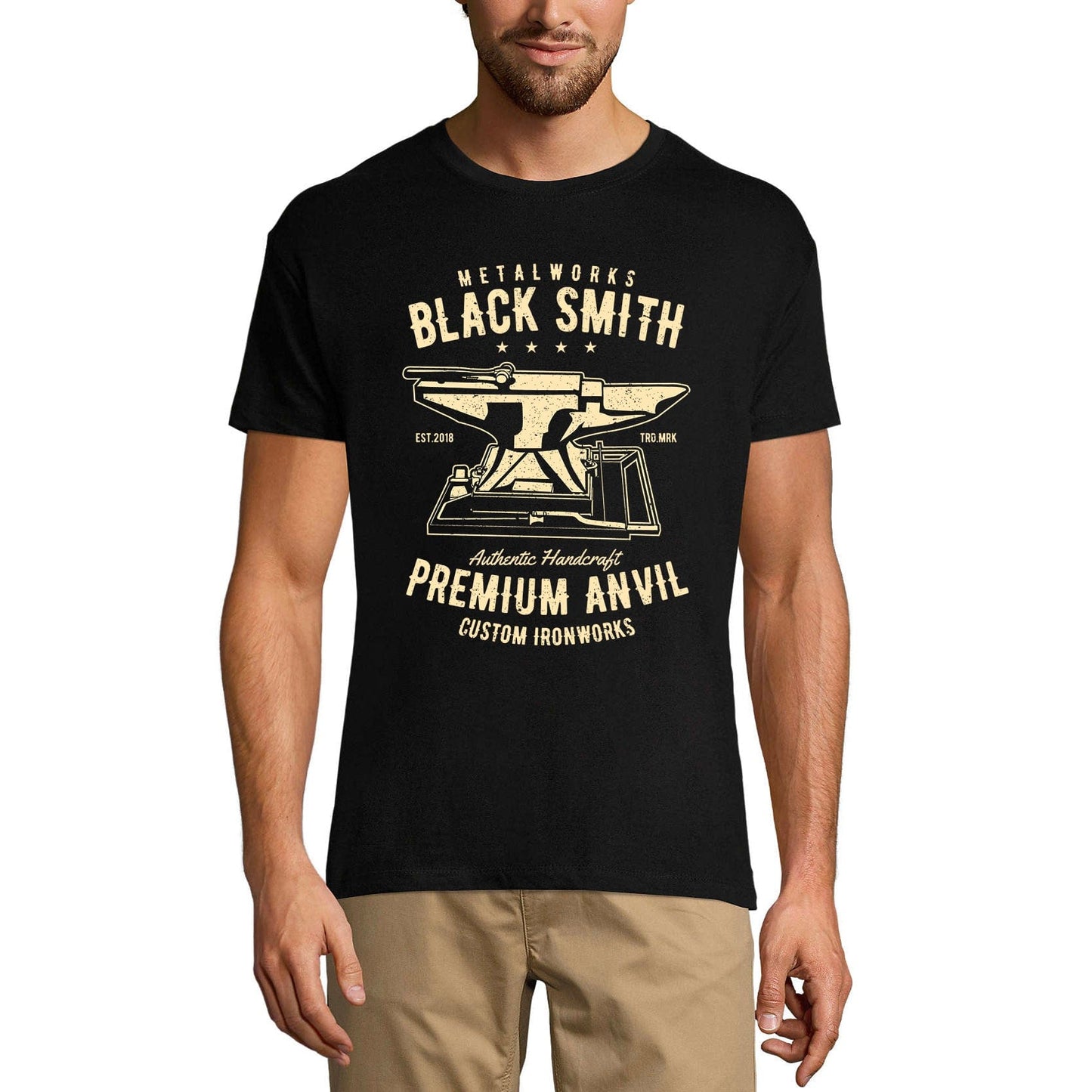 ULTRABASIC Men's T-Shirt Metalworks Black Smith - Custom Ironworks Blacksmith Tee Shirt