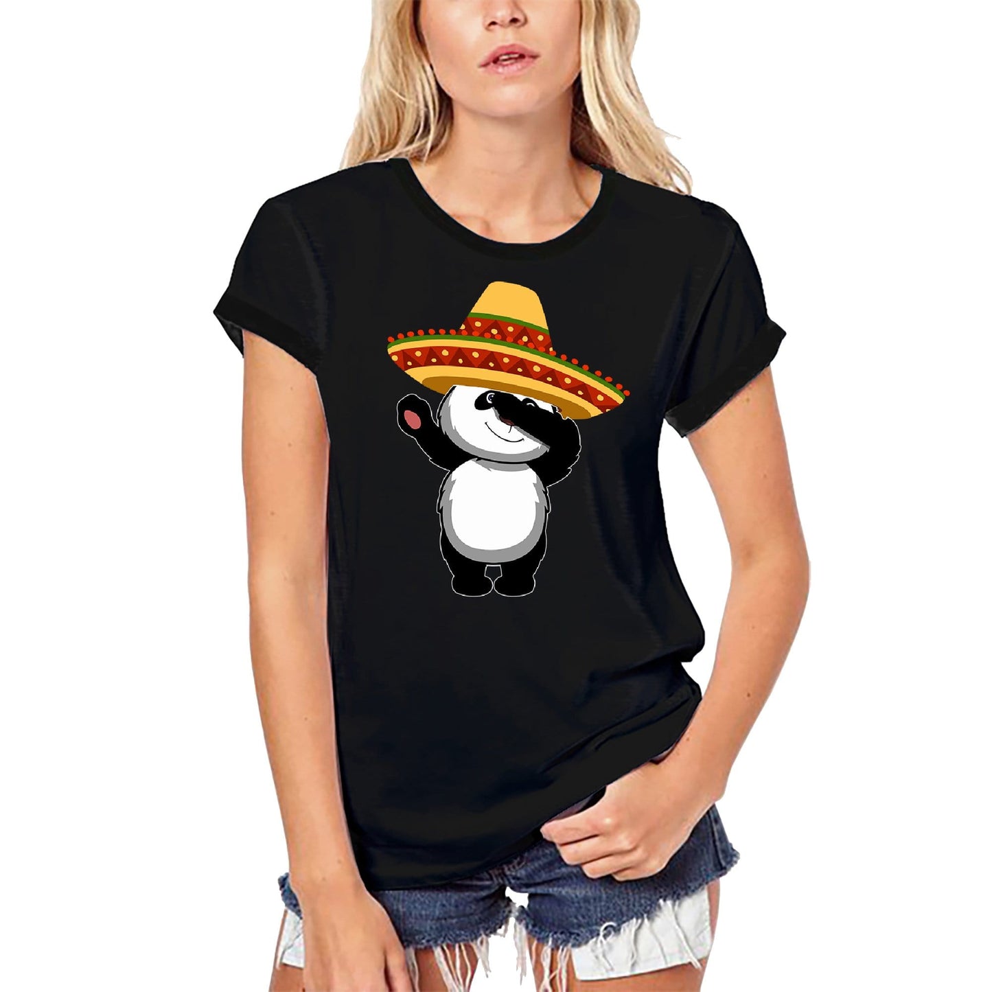 ULTRABASIC Women's Organic T-Shirt Dabbing Panda Cinco de Mayo - Mexican Sombrero Tee Shirt