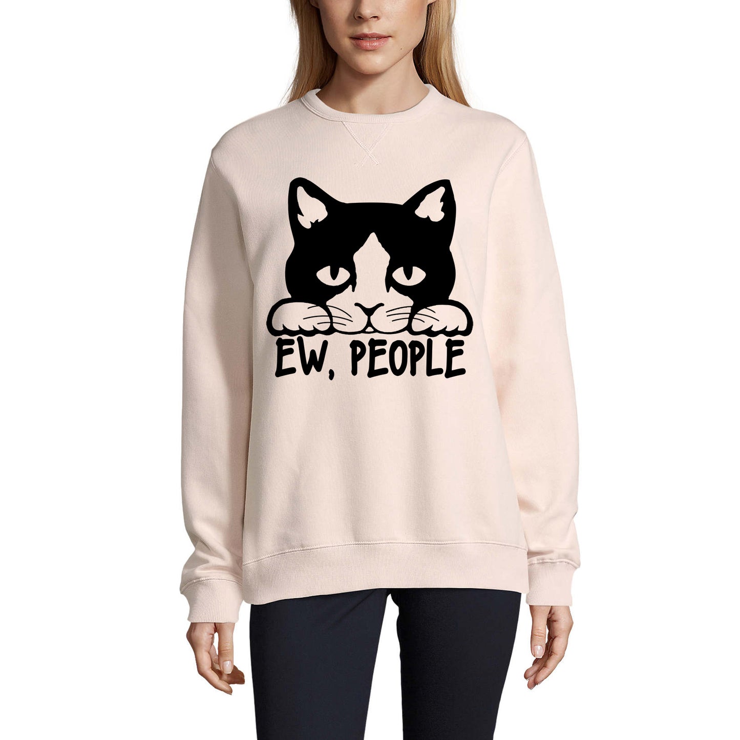 ULTRABASIC Women's Sweatshirt Ew, People - Funny Cat Kitty Lover Sweater
