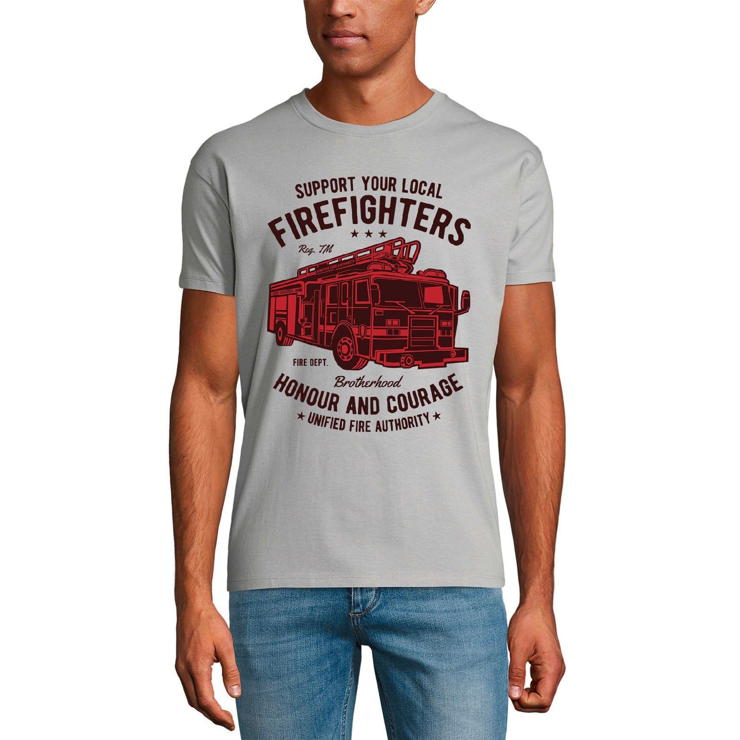 ULTRABASIC Men's T-Shirt Support Your Local Firefighters - Brotherhood Fire Fighter Tee Shirt