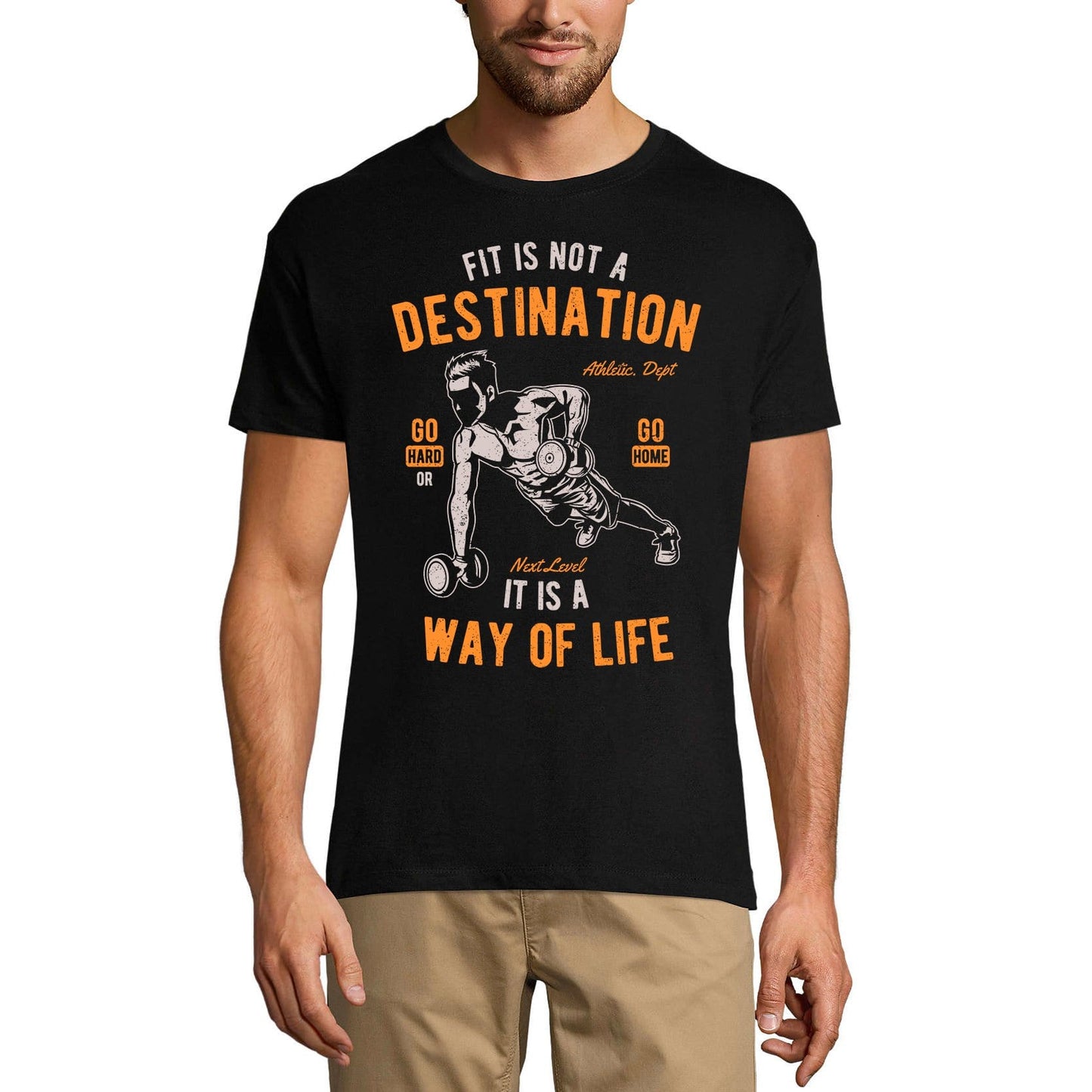 ULTRABASIC Men's T-Shirt Fit Is Not a Destination It Is a Way of Life - Go Hard or Go Home - Gym Motivational Tee Shirt