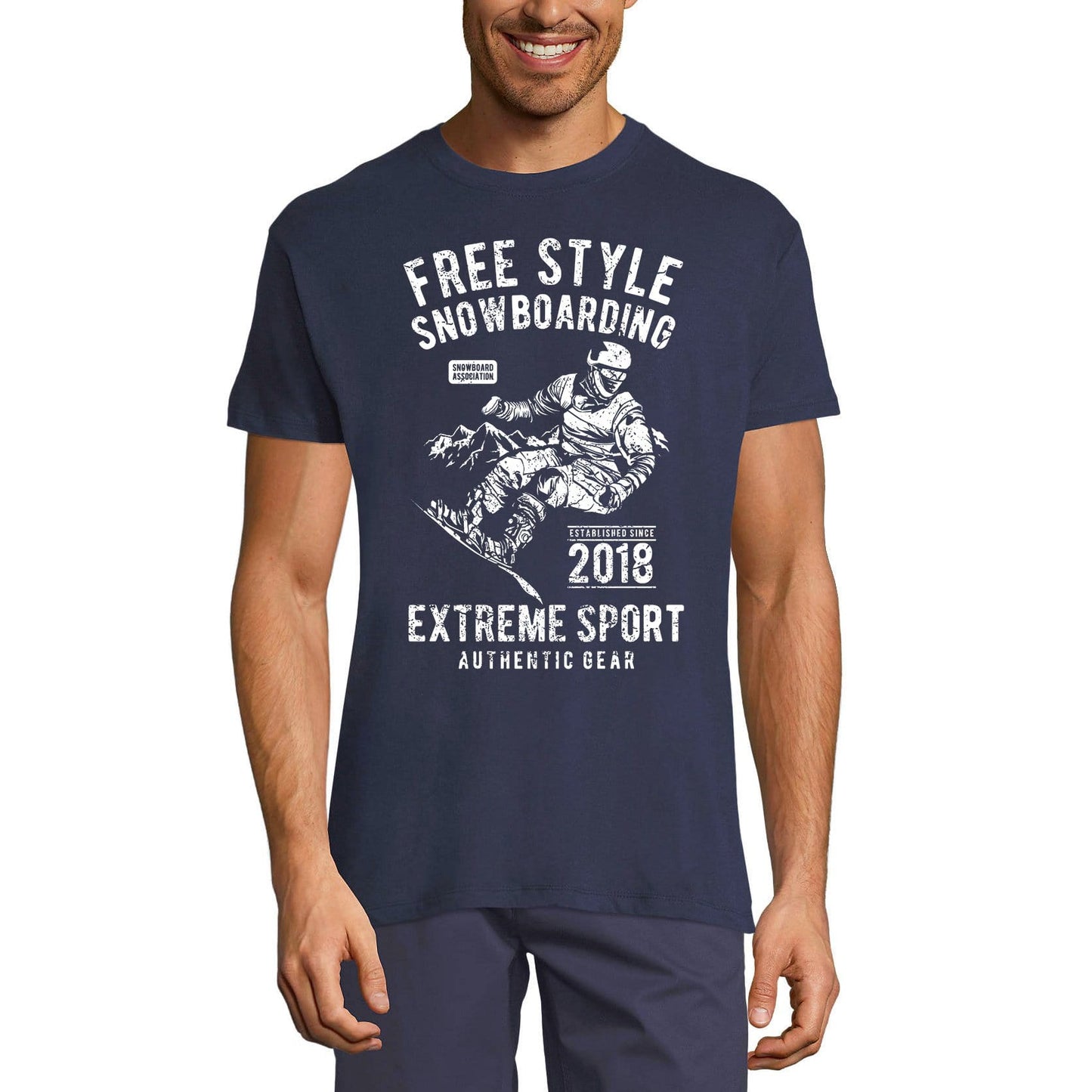 ULTRABASIC Men's T-Shirt Free Style Snowboarding Since 2018 - Extreme Sport Tee Shirt
