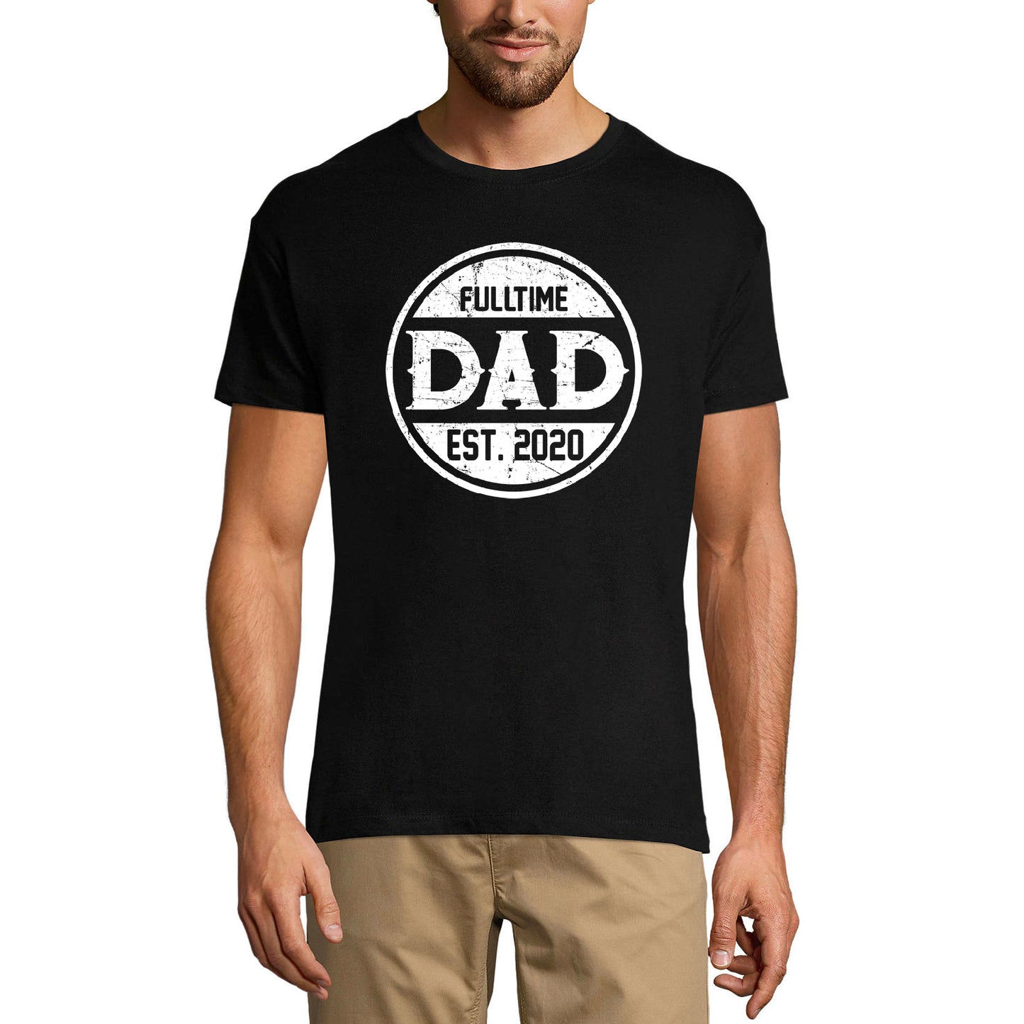 ULTRABASIC Men's Graphic T-Shirt Fulltime Dad Est 2020 - First Time Daddy - Father's Day