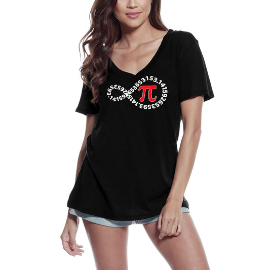 ULTRABASIC Women's V-Neck T-Shirt Funny Pi Number Infinity - Geek Math Gift Tee Shirt