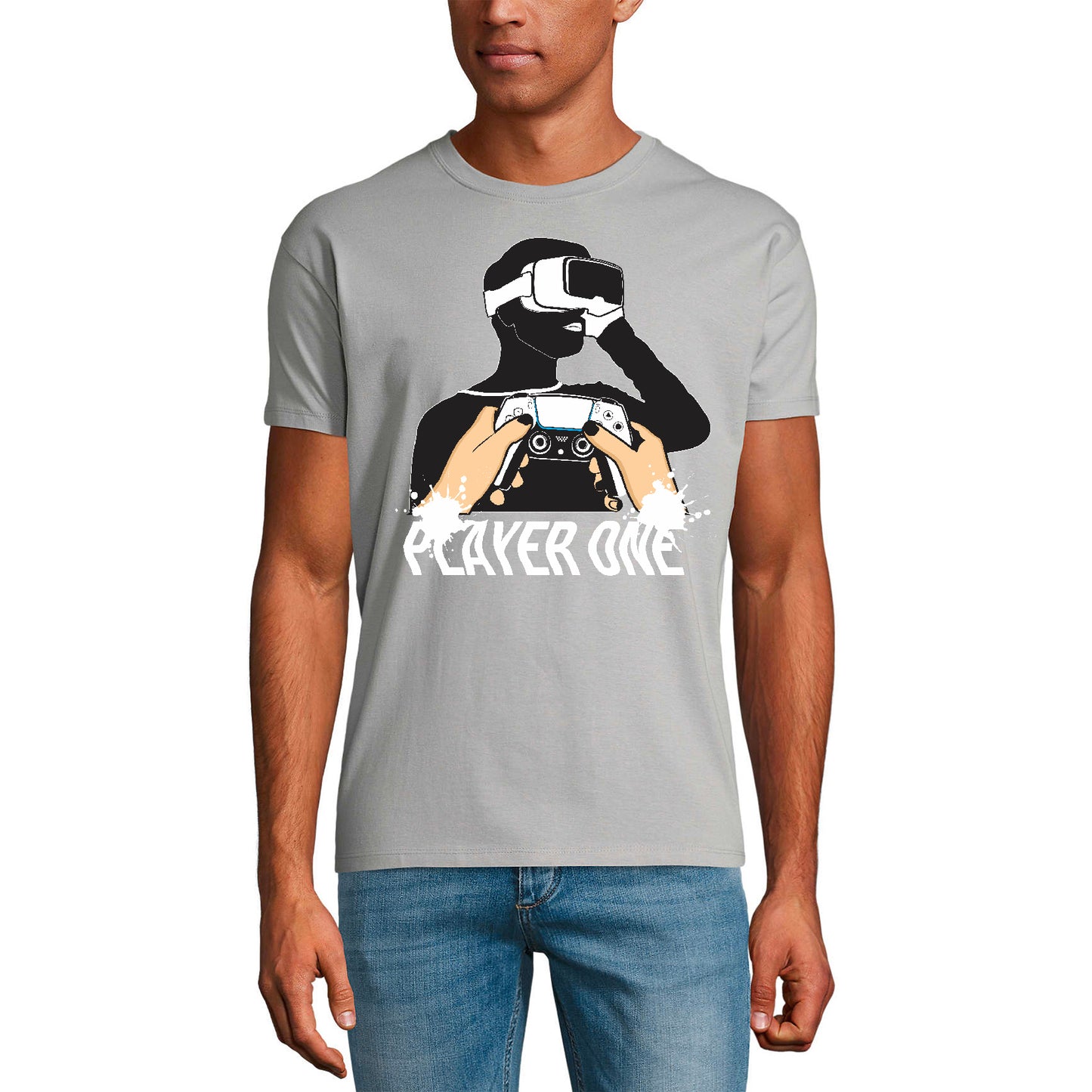 ULTRABASIC Men's Novelty T-Shirt Player One Gamer - Funny VR Gaming Tee Shirt