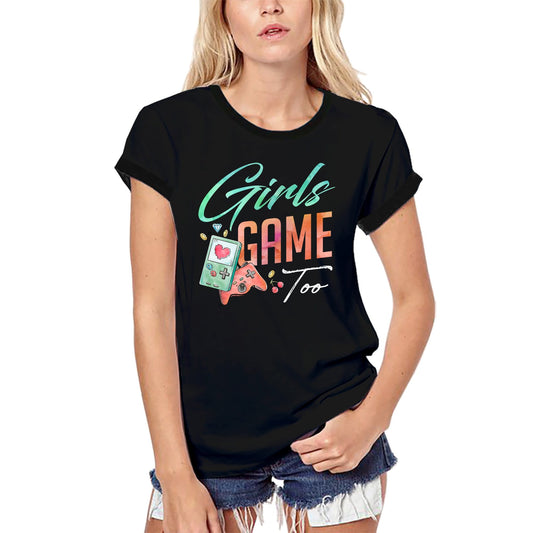 ULTRABASIC Women's Organic Gaming T-Shirt Girls Game Too - Video Games Funny Tee Shirt