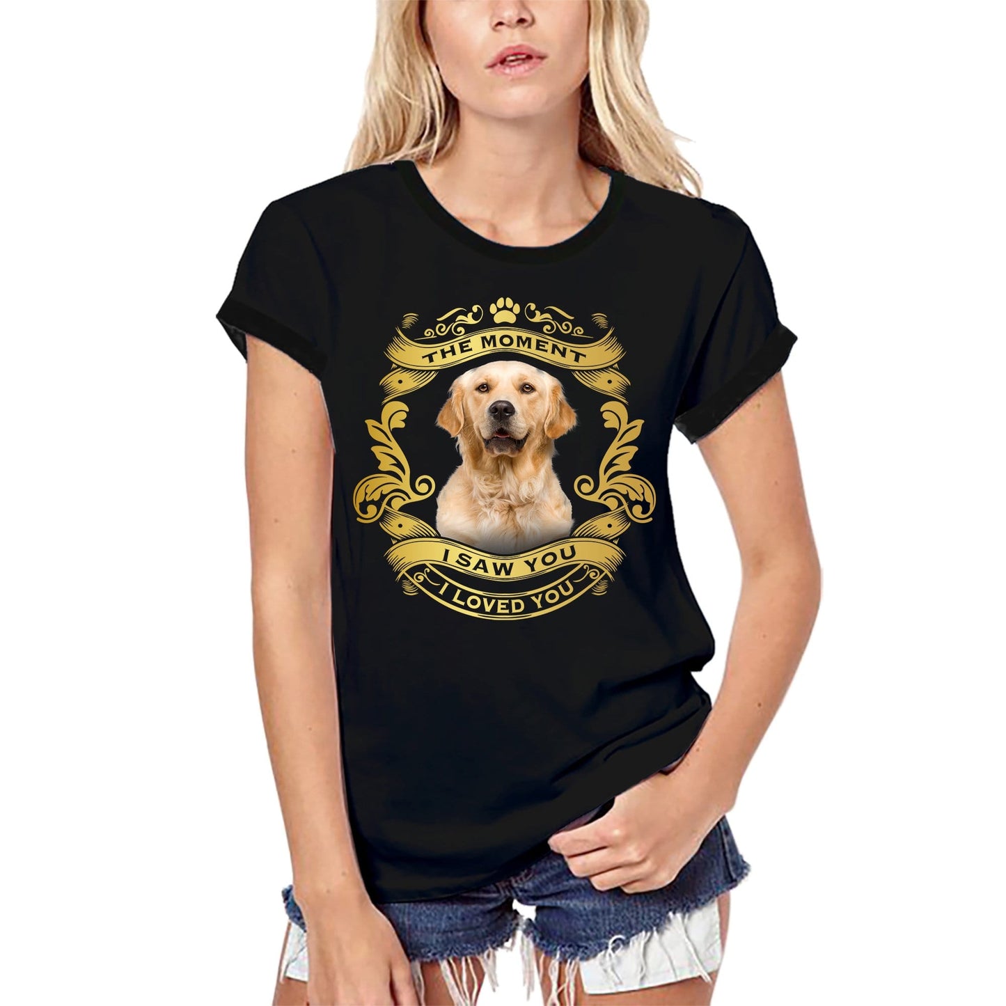 ULTRABASIC Women's Organic T-Shirt Golden Retriever Dog - Moment I Saw You I Loved You Puppy Tee Shirt for Ladies