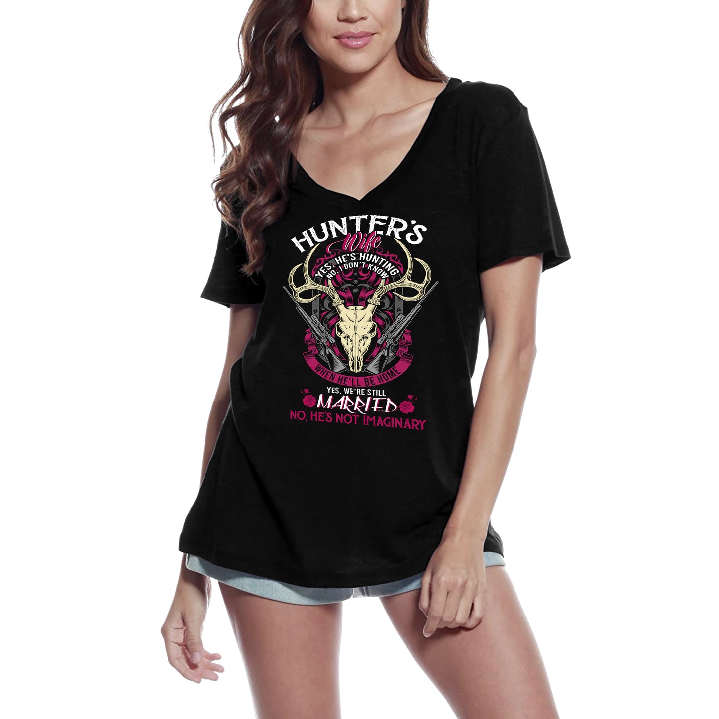 ULTRABASIC Women's T-Shirt Hunter's Wife - Funny Humor Short Sleeve Tee Shirt Tops