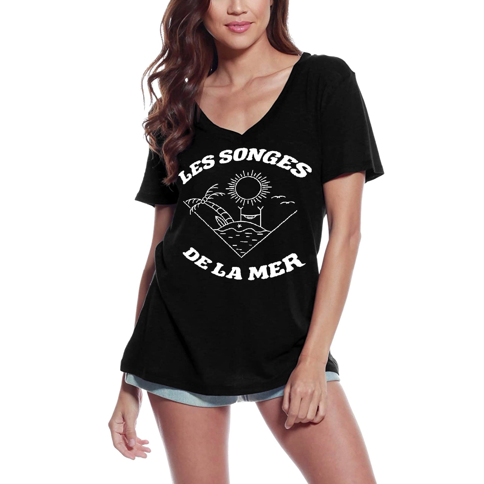 ULTRABASIC T-Shirt Bio Femme Les Songes de la Mer - Coucher de soleil sur la mer 