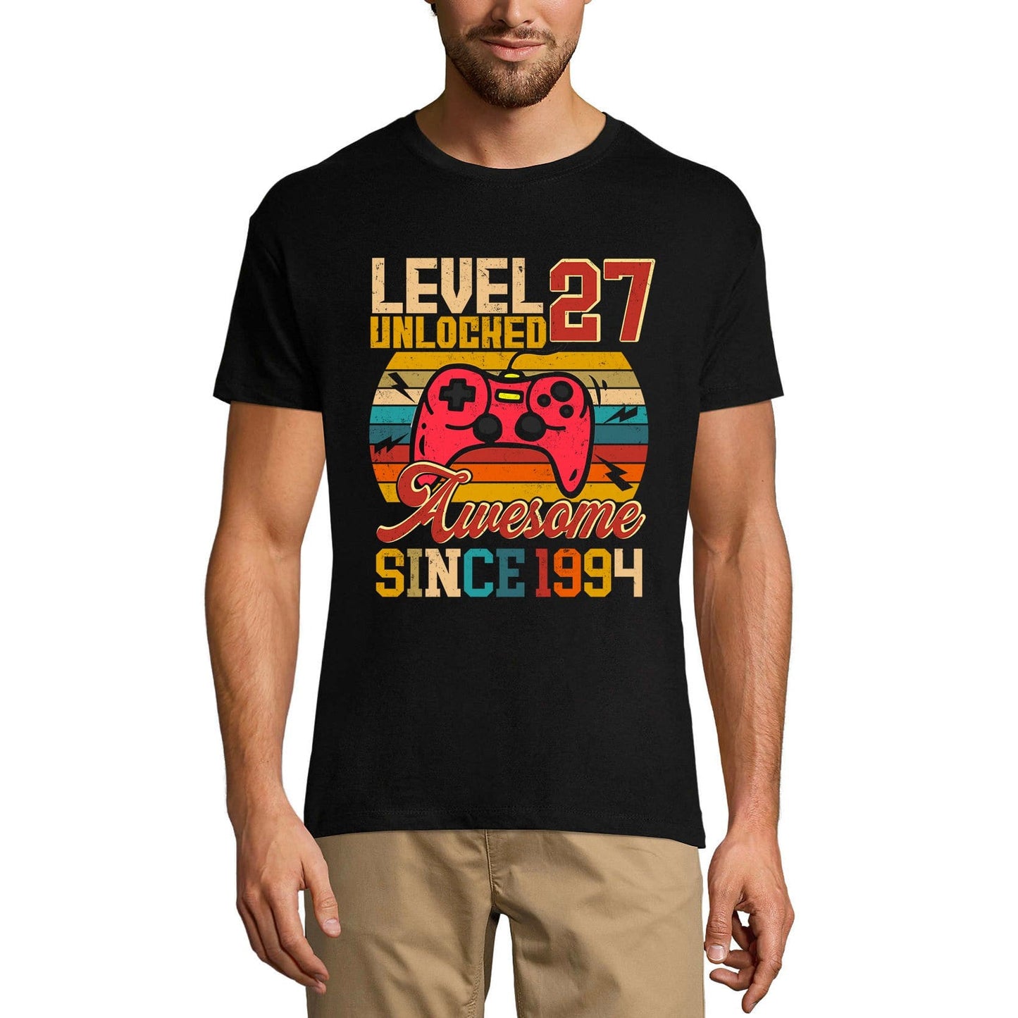 ULTRABASIC Men's Gaming T-Shirt Level 27 Unlocked - Gamer Gift Tee Shirt for 27th Birthday