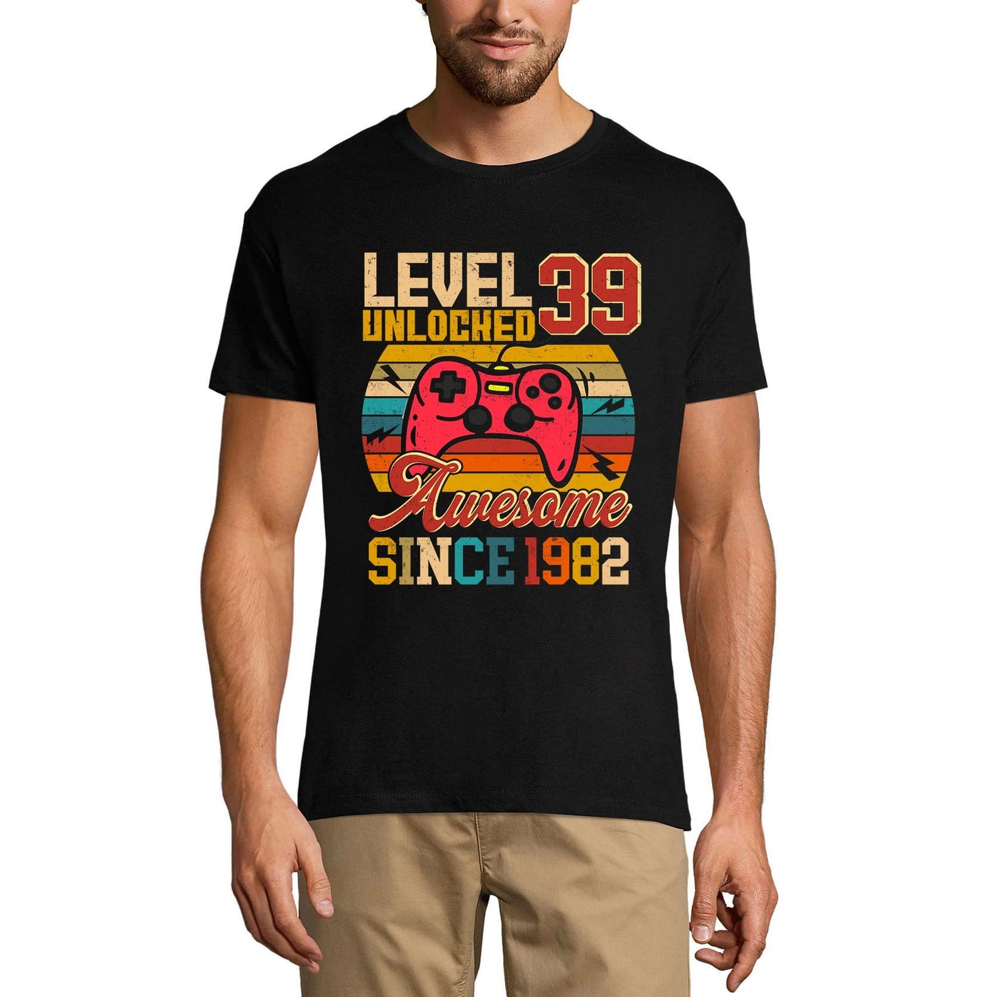 ULTRABASIC Men's Gaming T-Shirt Level 39 Unlocked - Gamer Gift Tee Shirt for 39th Birthday