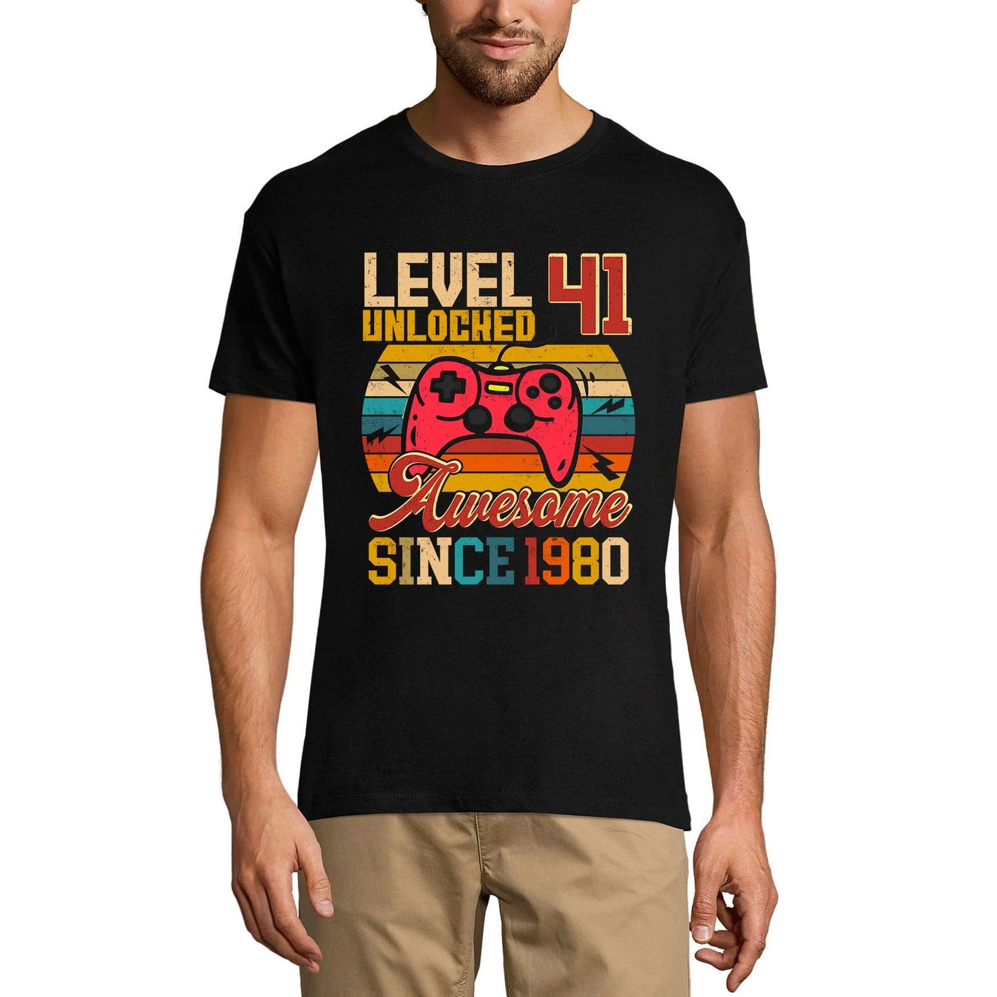 ULTRABASIC Men's Gaming T-Shirt Level 41 Unlocked - Gamer Gift Tee Shirt for 41th Birthday