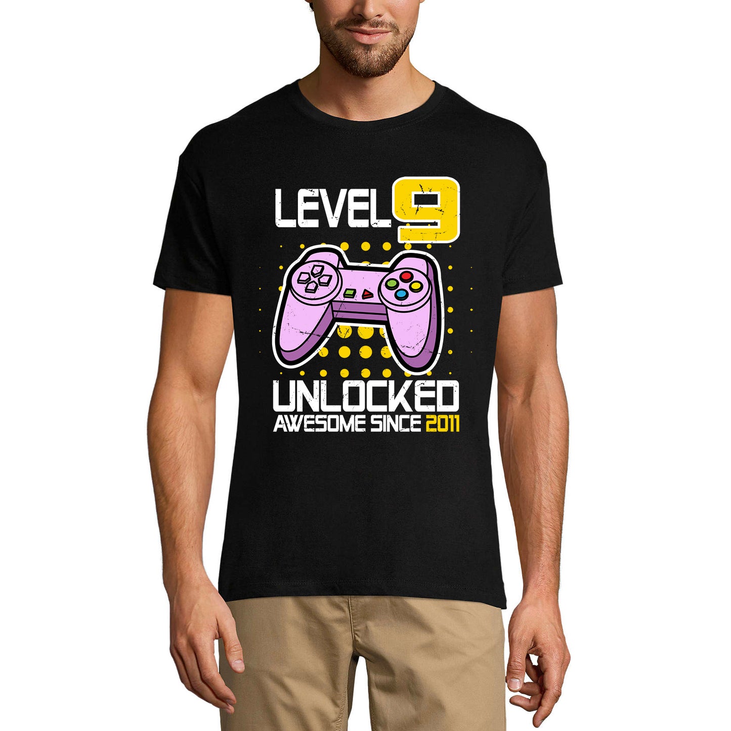 ULTRABASIC Men's Gaming T-Shirt Level 9 Unlocked Awesome Since 2011 - Gamer 9th Birthday Tee Shirt
