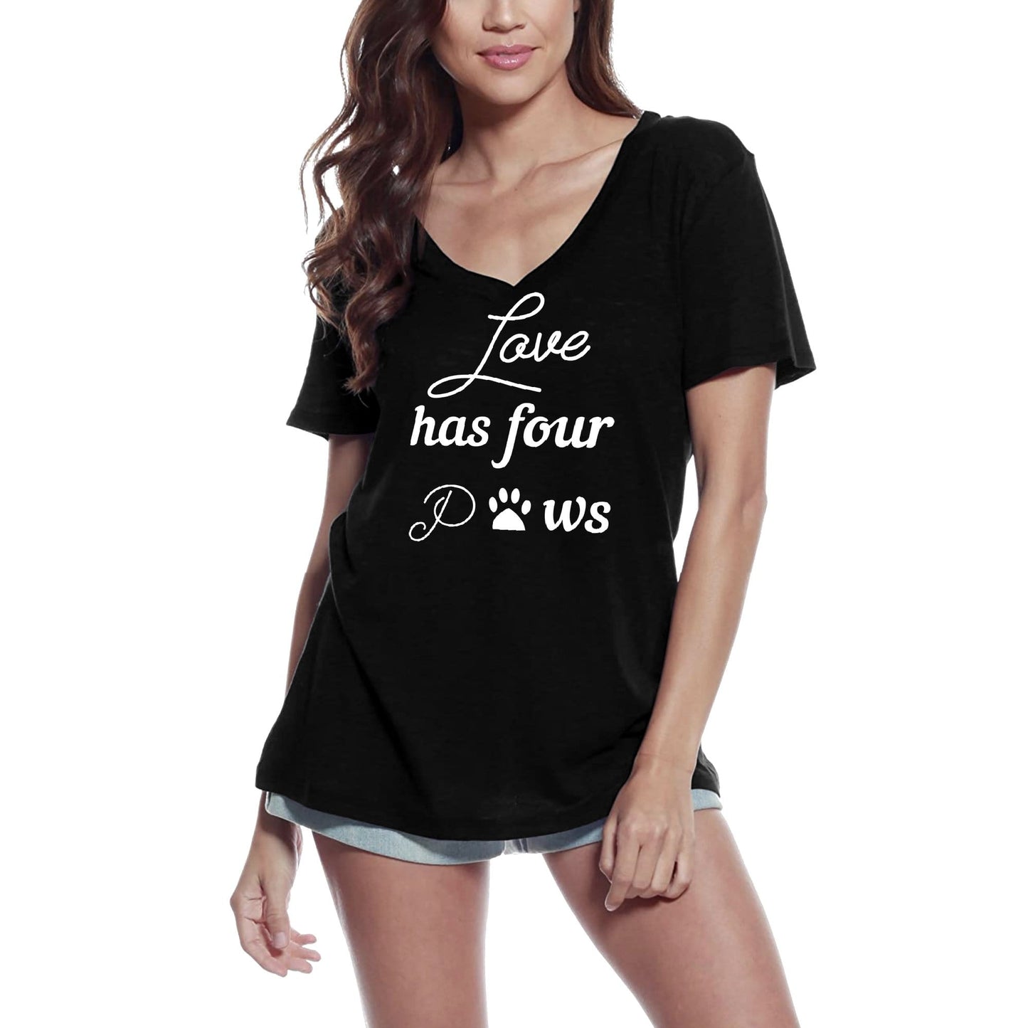 ULTRABASIC Women's T-Shirt Love Has Four Paws - Dog Short Sleeve Tee Shirt Tops