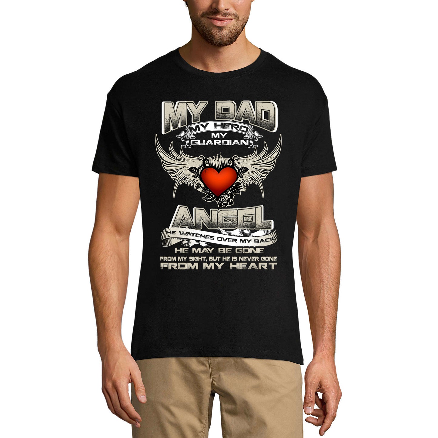 ULTRABASIC Men's Graphic T-Shirt My Dad My Hero My Guardian Angel - Emotional Quote