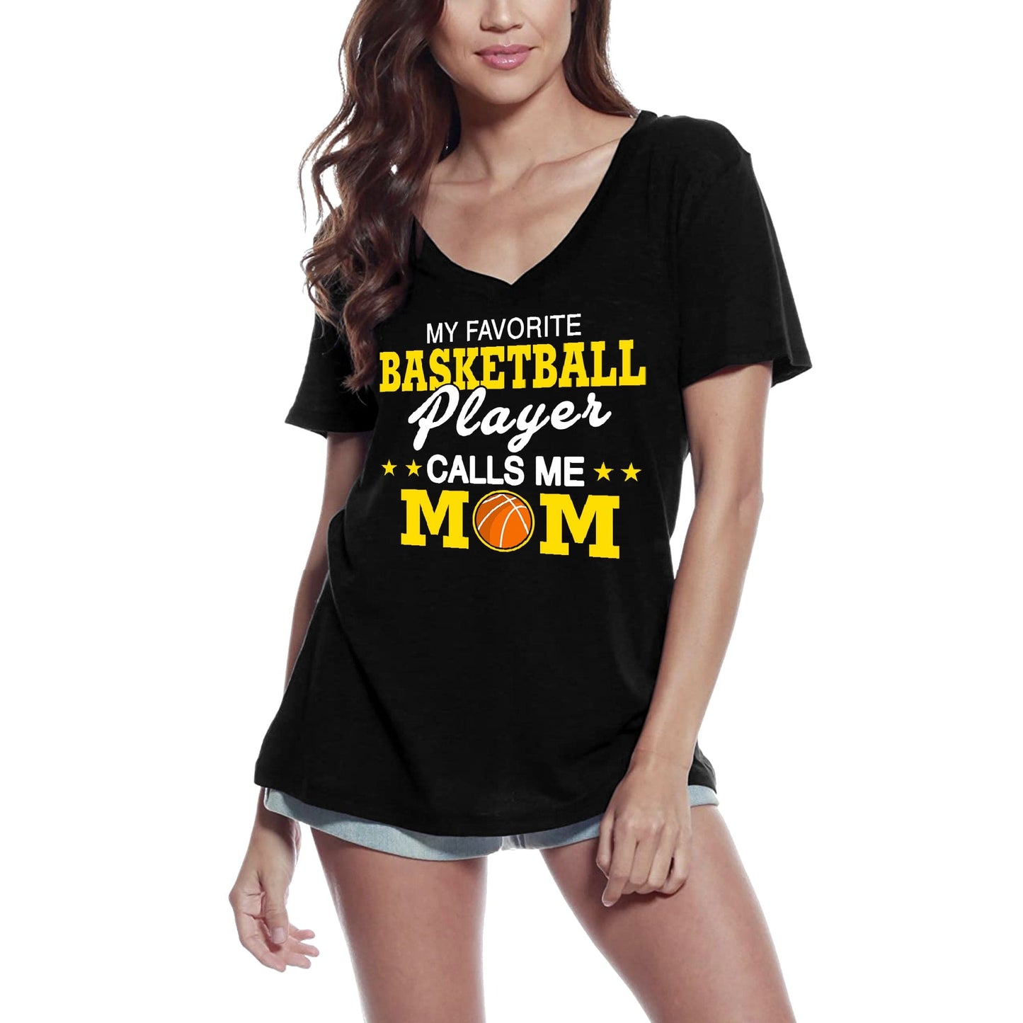 ULTRABASIC Women's T-Shirt My Favorite Basketball Player Calls Me Mom - Short Sleeve Tee Shirt Tops
