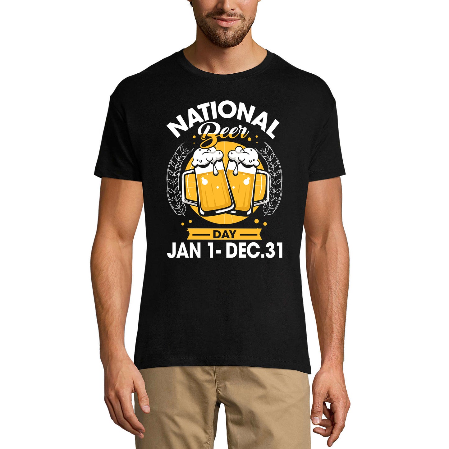 ULTRABASIC Men's Funny T-Shirt National Beer Day January 1 December 31 - Beer Lover Tee Shirt