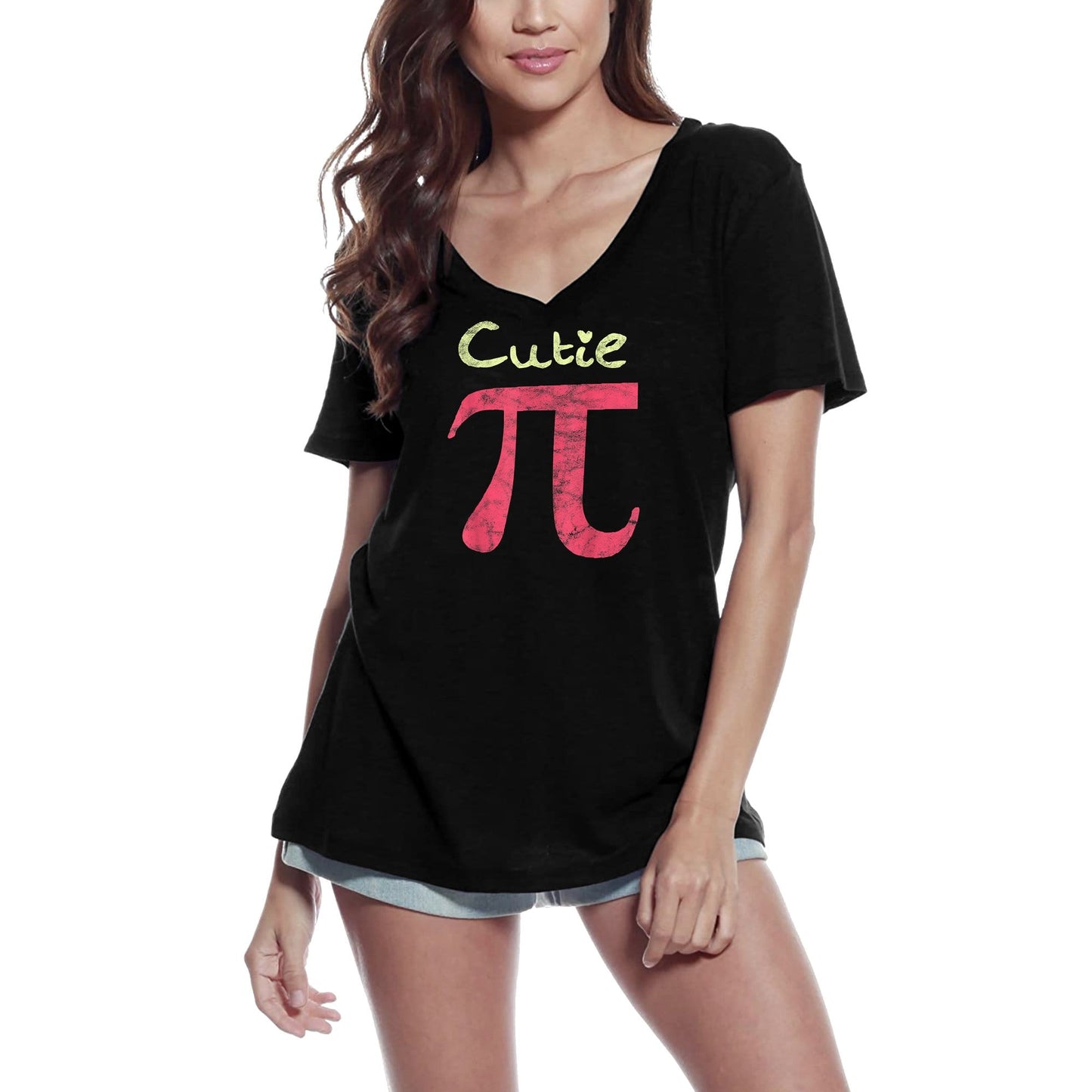 ULTRABASIC Women's V-Neck T-Shirt National Pi Day - Cutie Pi Number - Math Lovers Tee Shirt