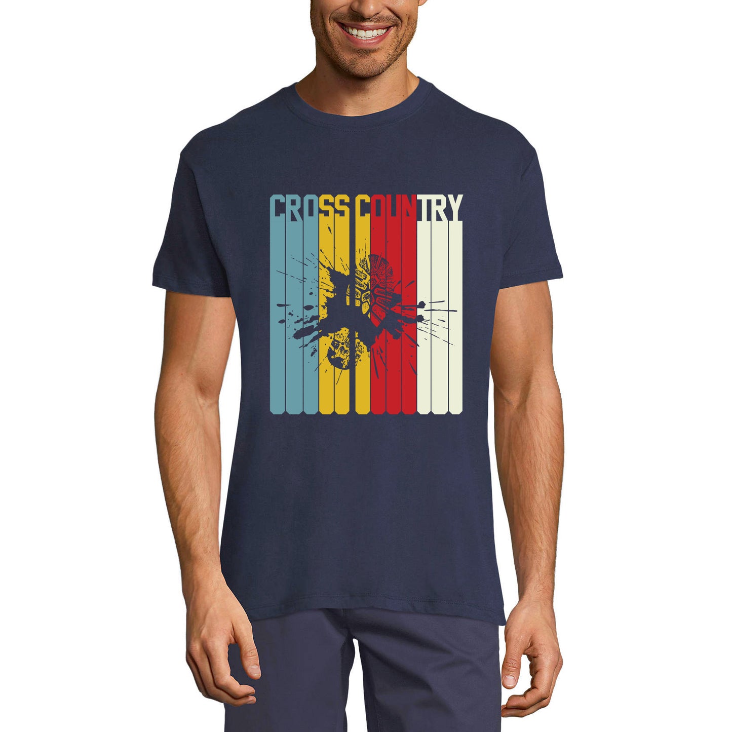ULTRABASIC Men's Novelty T-Shirt Retro Cross Country Running - Funny Runner Tee Shirt