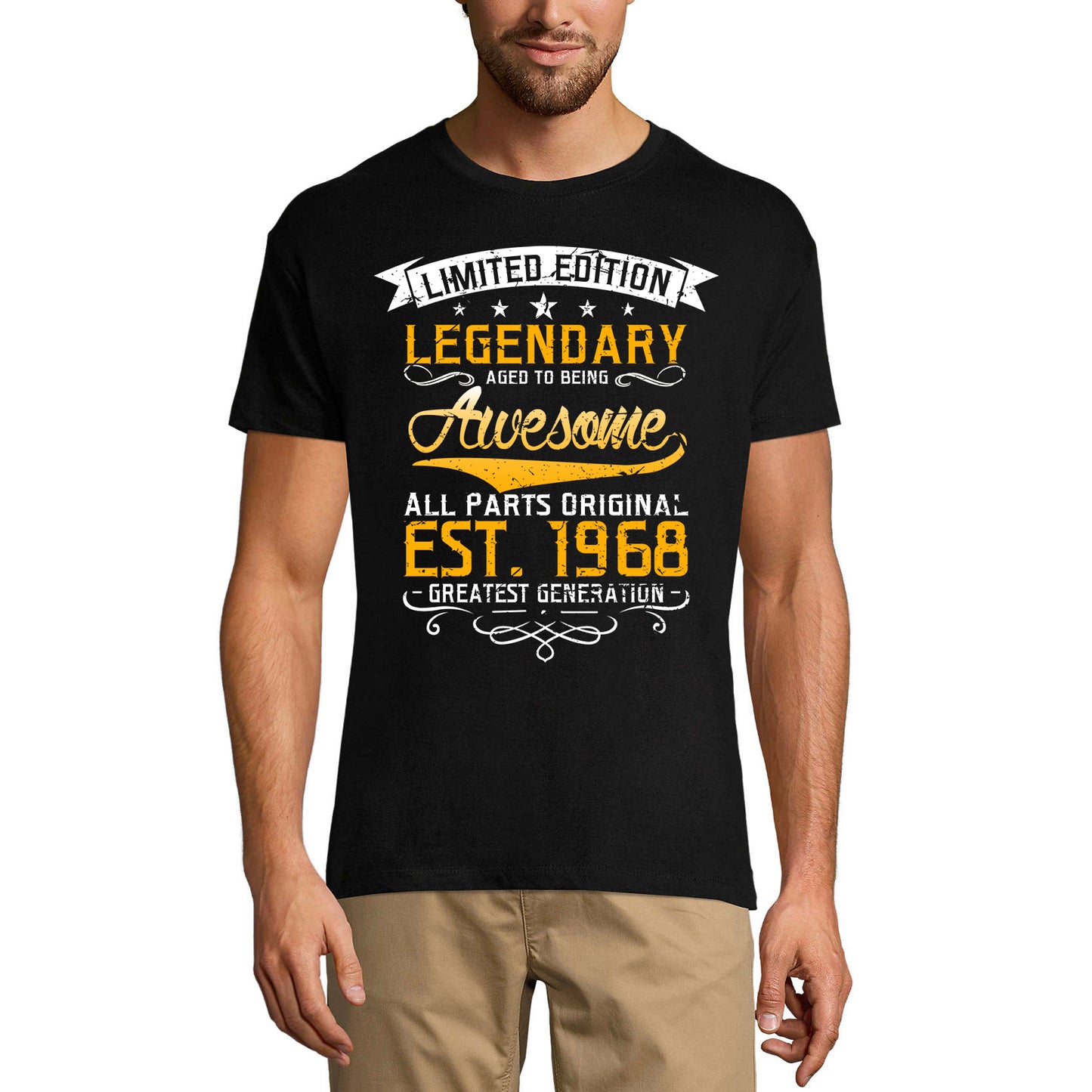 ULTRABASIC Men's Vintage T-Shirt Legendary Aged to Being Awesome 1968 - Gift for 52nd Birthday Tee Shirt