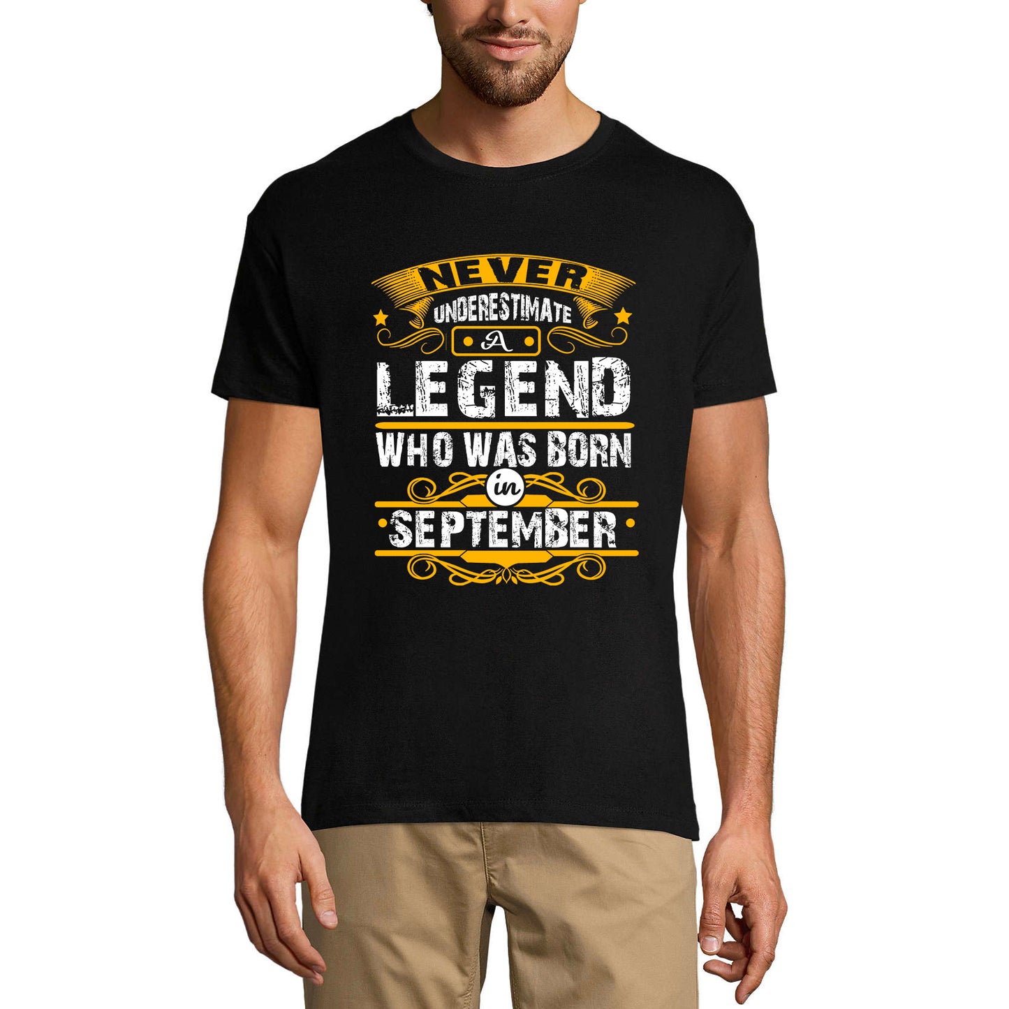 ULTRABASIC Men's T-Shirt Never Underestimate a Legend Who Was Born in September - Birthday Gift Tee Shirt