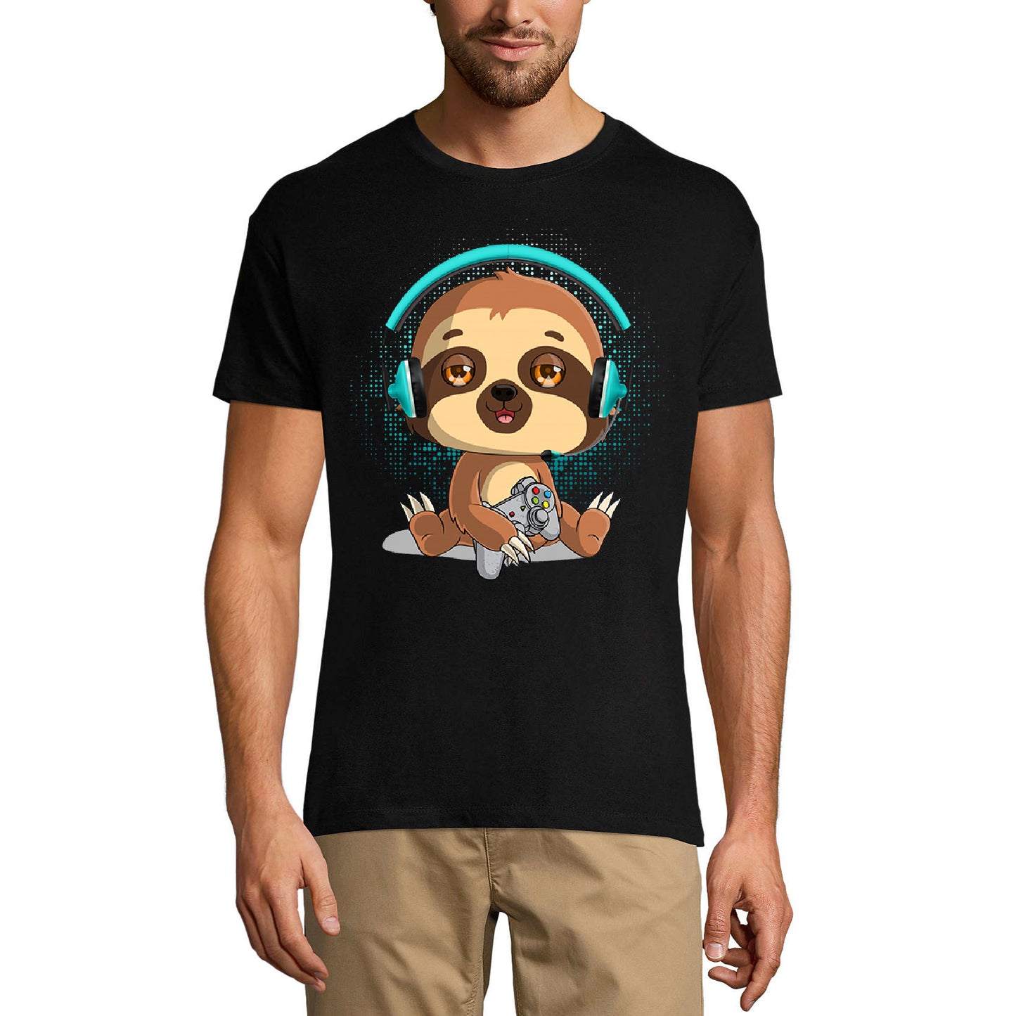ULTRABASIC Men's Gaming T-Shirt Lazy Sloth Gamer - Funny Shirt for Gamers