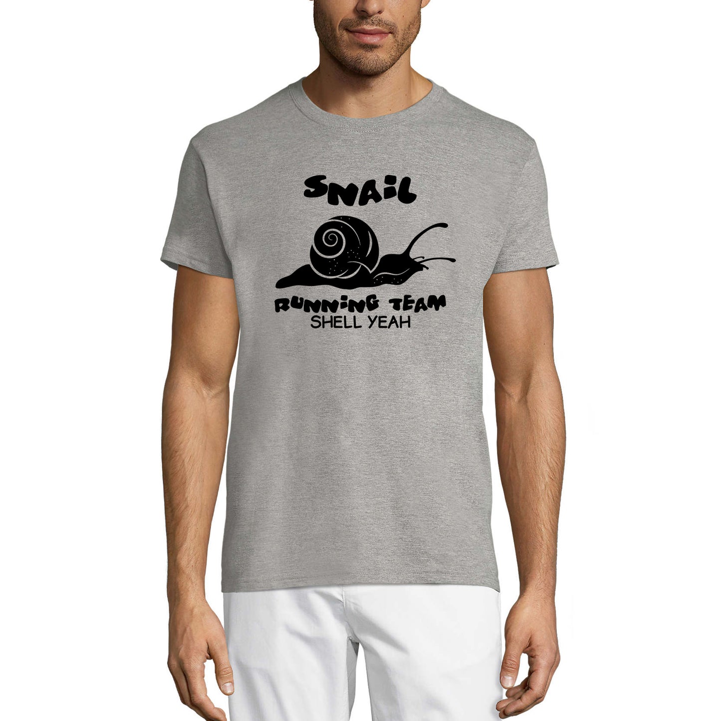 ULTRABASIC Men's Novelty T-Shirt Snail Running Team Shell Yeah - Funny Runner Tee Shirt