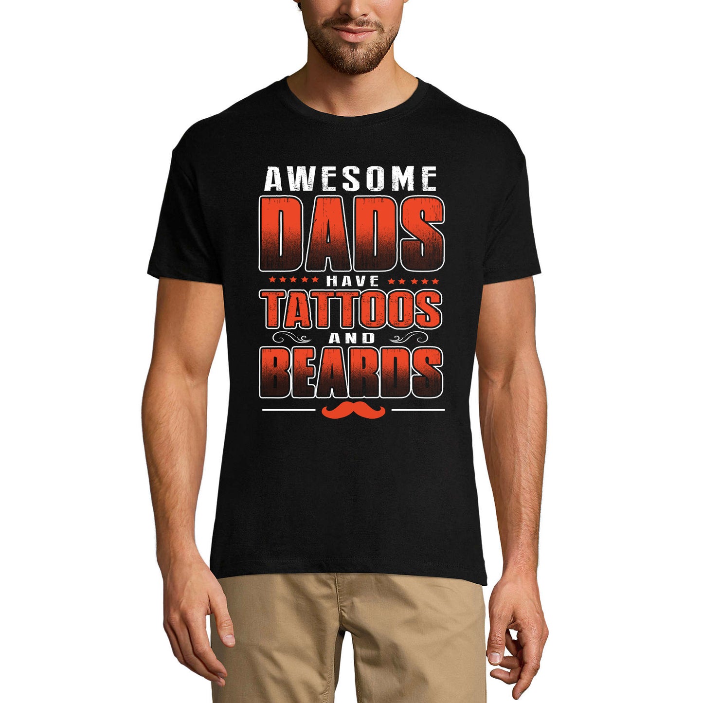 ULTRABASIC Men's T-Shirt Awesome Dads Have Tattoos and Beards - Funny Dad Tee Shirt