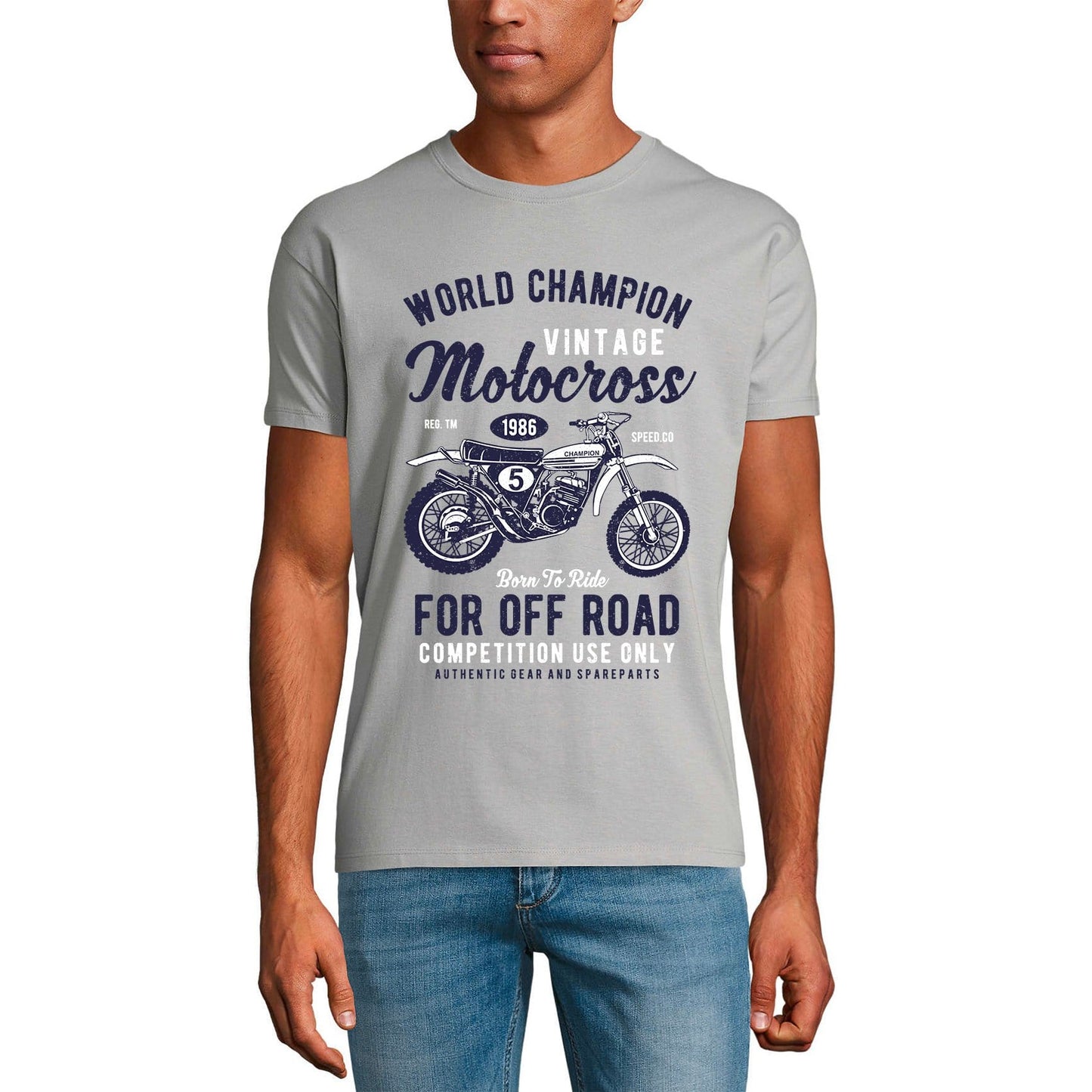 ULTRABASIC Men's T-Shirt World Champion Vintage Motocross - Born to Ride 1986 Tee Shirt