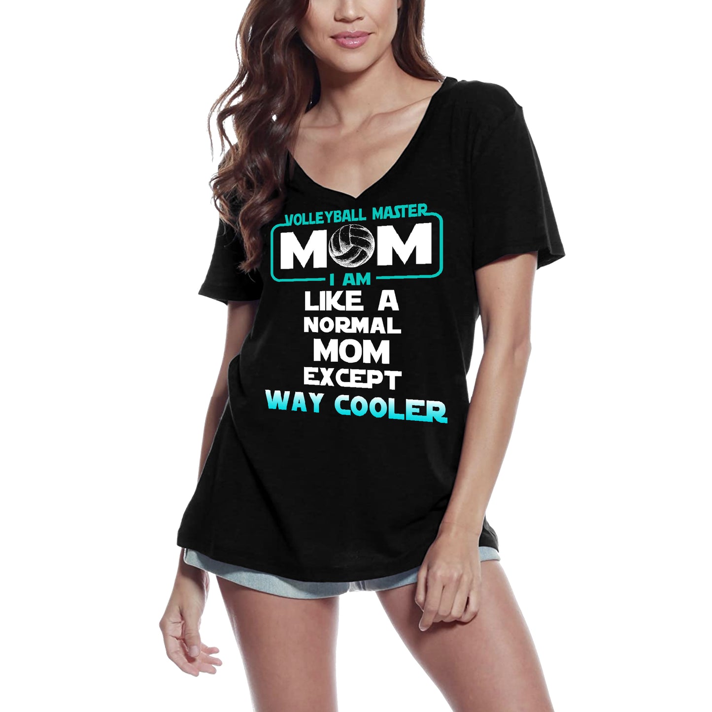 ULTRABASIC Women's V-Neck T-Shirt Volleyball Master Mom - Funny Vintage Tee Shirt