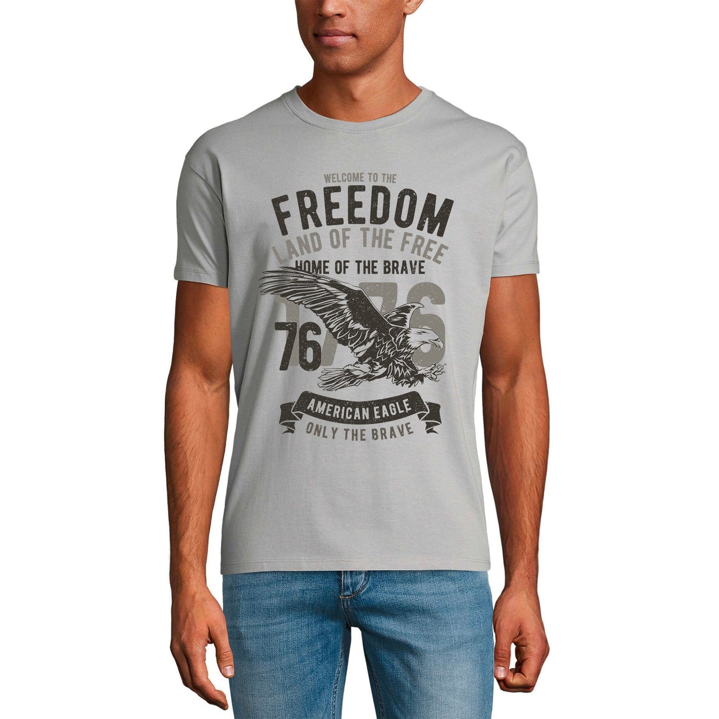 ULTRABASIC Men's T-Shirt Welcome to the Freedom - Land of the Free - Home of the Brave - US Patriotic Eagle Tee Shirt