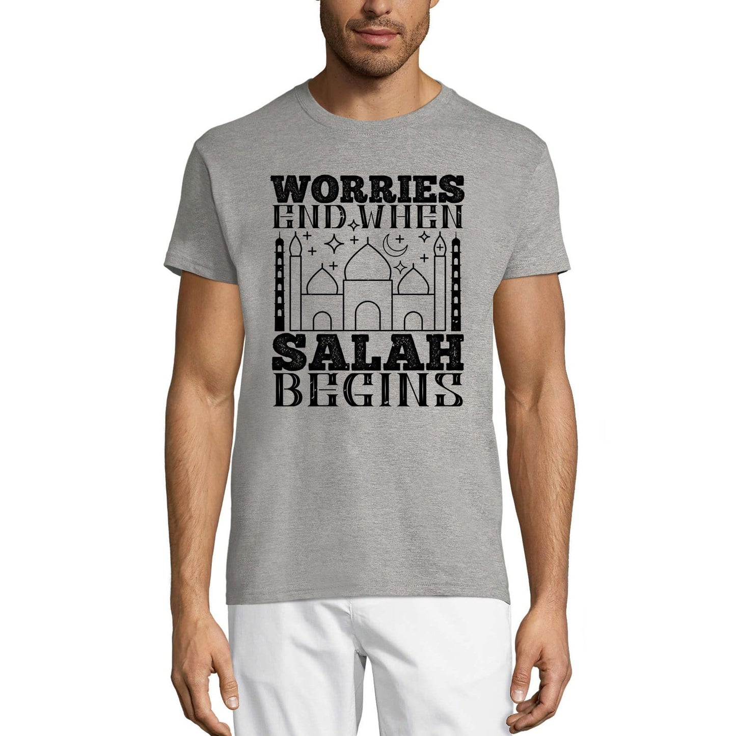 ULTRABASIC Men's T-Shirt Worries End When Salah Begins - Religious Quote