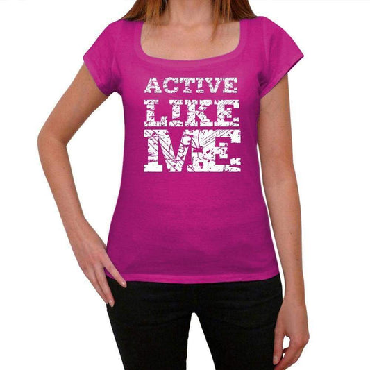 Active Like Me Pink Womens Short Sleeve Round Neck T-Shirt 00053 - Pink / Xs - Casual