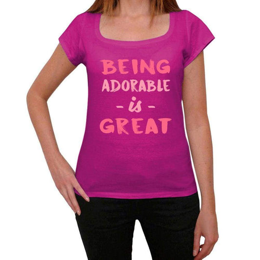 Adorable Being Great Pink Womens Short Sleeve Round Neck T-Shirt Gift T-Shirt 00335 - Pink / Xs - Casual