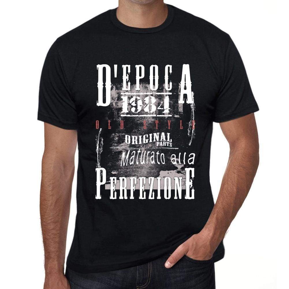 Aged To Perfection Italian 1984 Black Mens Short Sleeve Round Neck T-Shirt Gift T-Shirt 00355 - Black / Xs - Casual