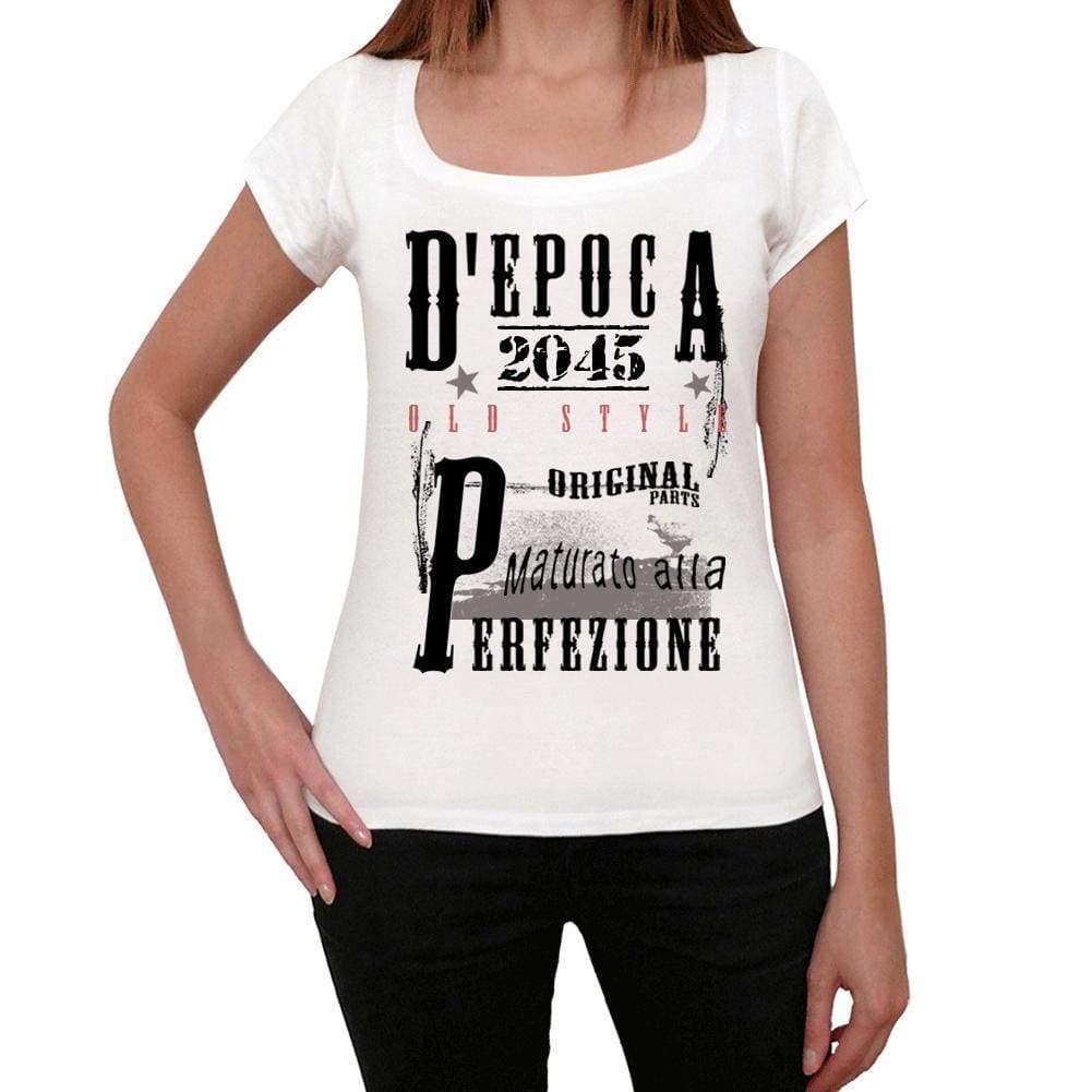 Aged To Perfection, Italian, 2045, White, Women's Short Sleeve Round Neck T-shirt, gift t-shirt 00356 - Ultrabasic