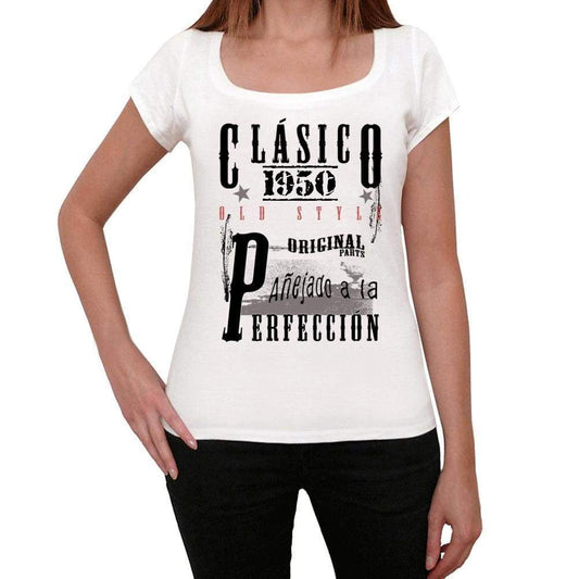 Aged To Perfection, Spanish, 1950, White, Women's Short Sleeve Round Neck T-shirt, gift t-shirt 00360 - Ultrabasic