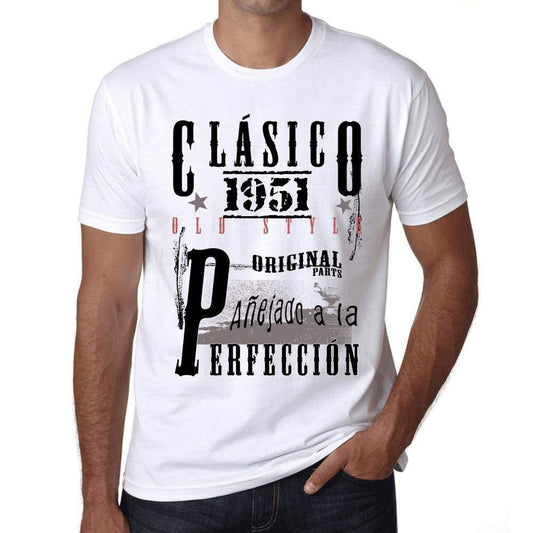 Aged To Perfection, Spanish, 1951, White, Men's Short Sleeve Round Neck T-shirt, Gift T-shirt 00361 - Ultrabasic