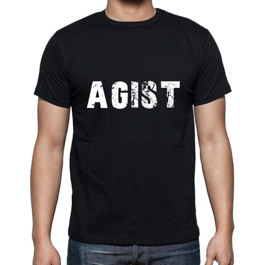 Agist Mens Short Sleeve Round Neck T-Shirt 5 Letters Black Word 00006 - Casual