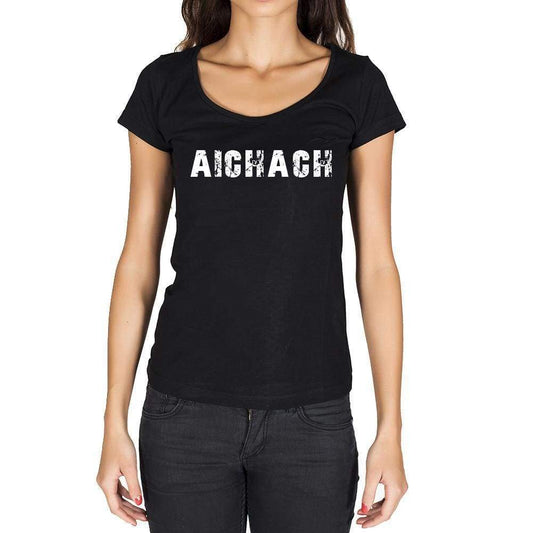 Aichach German Cities Black Womens Short Sleeve Round Neck T-Shirt 00002 - Casual