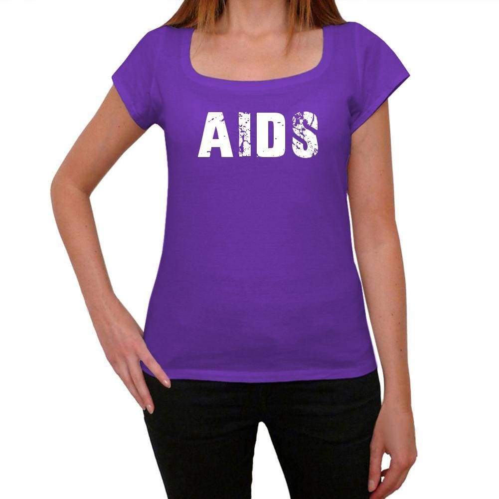 Aids Purple Womens Short Sleeve Round Neck T-Shirt 00041 - Purple / Xs - Casual