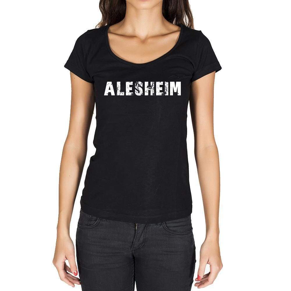 Alesheim German Cities Black Womens Short Sleeve Round Neck T-Shirt 00002 - Casual