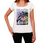 Amador Beach Name Palm White Womens Short Sleeve Round Neck T-Shirt 00287 - White / Xs - Casual