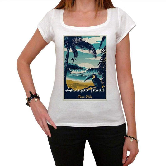 Amanpulo Island Pura Vida Beach Name White Womens Short Sleeve Round Neck T-Shirt 00297 - White / Xs - Casual