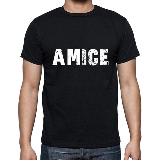 Amice Mens Short Sleeve Round Neck T-Shirt 5 Letters Black Word 00006 - Casual