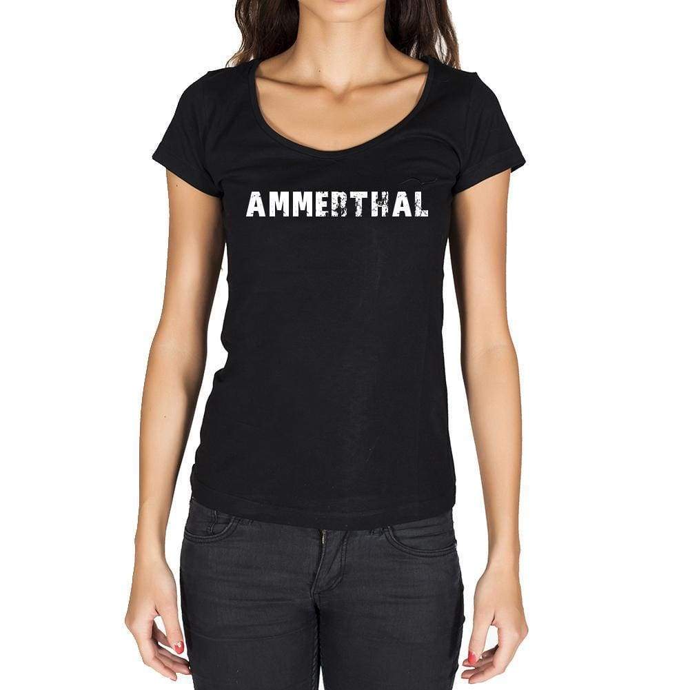 Ammerthal German Cities Black Womens Short Sleeve Round Neck T-Shirt 00002 - Casual