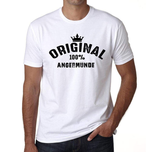 Angermünde 100% German City White Mens Short Sleeve Round Neck T-Shirt 00001 - Casual